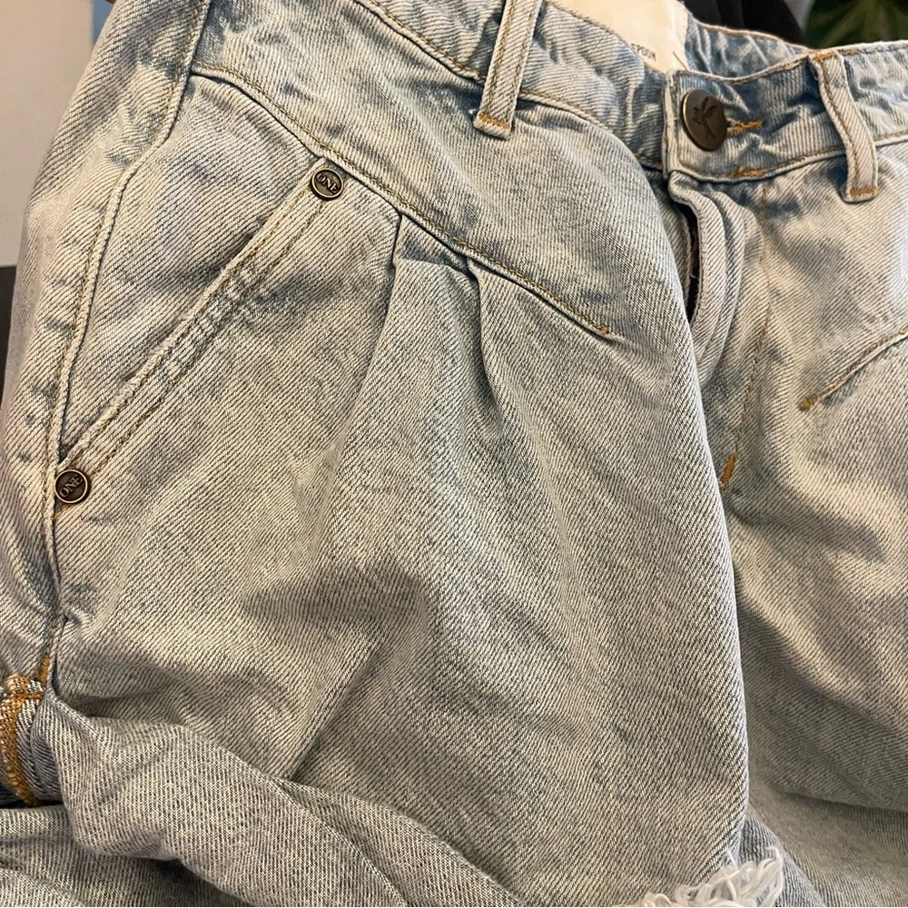 One Teaspoon Casanova Streetwalker High Waist Denim Shorts Sz 24 Rolled Hem